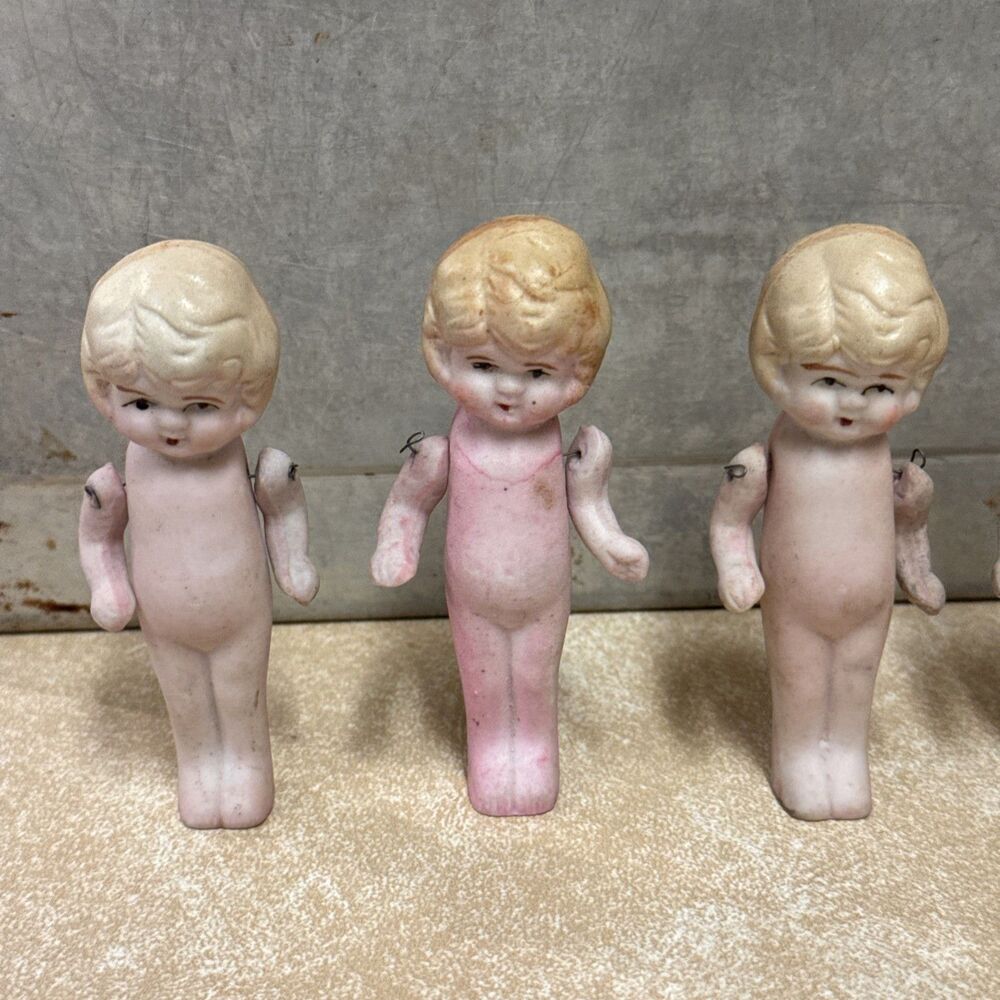 Vintage Occupied Japan Bisque Porcelain Doll Dolls Mini Figurines Jointed Lot 5 - Picture 13 of 14